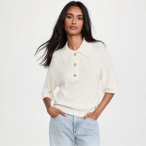 ba&sh White Ribbed Knit Top